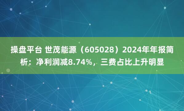 操盘平台 世茂能源（605028）2024年年报简析：净利润减8.74%，三费占比上升明显