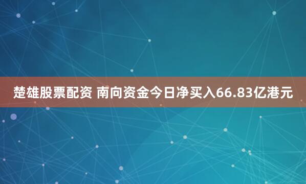 楚雄股票配资 南向资金今日净买入66.83亿港元